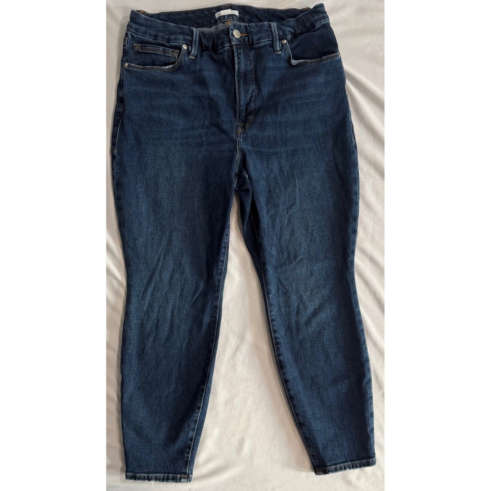 Good American Good Skinny Jeans Size 15 Indigo Dark Wash Cashmere Blend GPSK336T